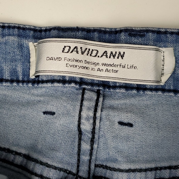 DAVID.ANN Ribbed Straight Biker Denim Jean Skinny - Picture 4 of 7